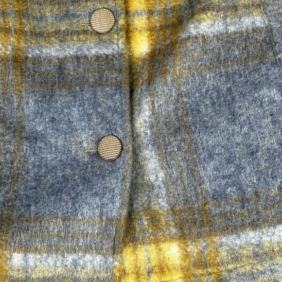 Zara Wool Blend Shirt Jacket Womens Medium Gray Yellow Oversized Button Shacket - Picture 3 of 12